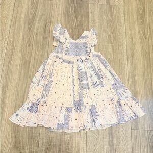 Pippa & Julie Baby Girl Blue Pink Patchwork Dress Size 12 Months